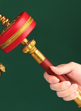 藏式纯铜手摇转金轮藏传家用红皮文殊莲师1.23万遍转金桶转筒摆件