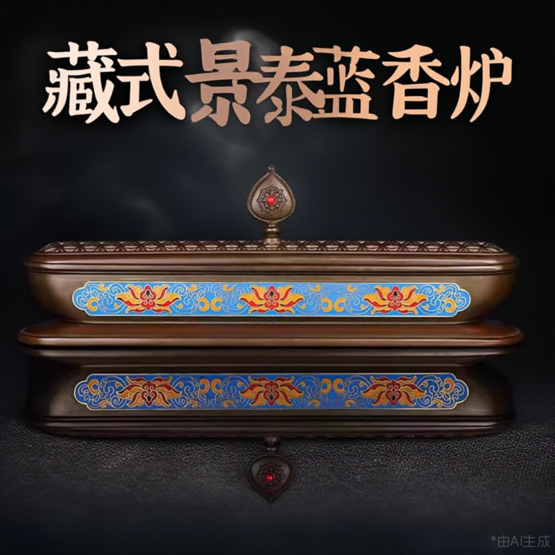 藏式景泰蓝卧香炉黄铜珐琅彩香薰炉供佛香炉家用茶道佛堂古色摆件
