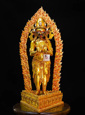藏式纯铜二十寸背光扎基拉姆佛像