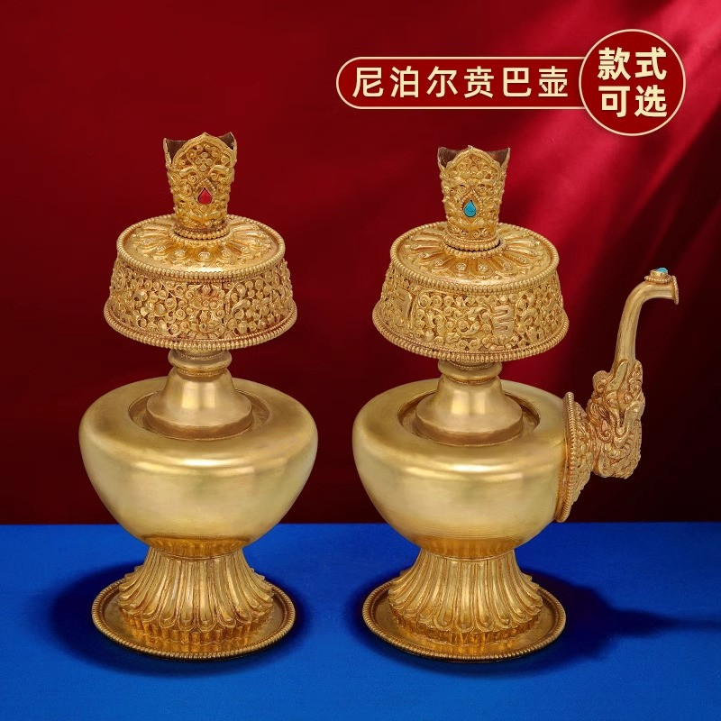 尼泊尔手工文巴壶净水壶铜鎏