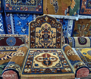 尼泊尔手工纯羊毛上师法座打坐垫团花金刚杵沙发垫子扶手80x80cm