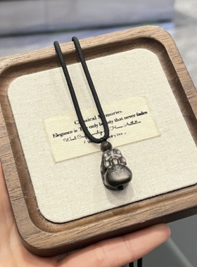 收藏级黑曜石貔貅吊坠天然招财纳福吸金银曜石项链送男友礼物