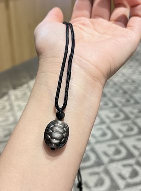 收藏级黑曜石富甲吊坠招财聚能银曜石本命年生肖太岁富甲一方项链