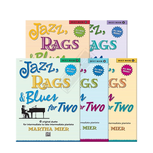 爵士乐 雷格泰姆和蓝调 钢琴二重奏 玛莎米尔 Alfred原版乐谱书 Martha Mier Jazz Rags Blues for Two Book 1-5