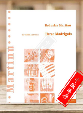 马尔蒂努 三首牧歌 小提琴和中提琴 二重奏 博浩原版乐谱书 Bohuslav Martinu Three Madrigals violin and viola BH1400111