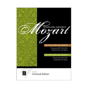 莫扎特 小星星变奏曲KV300e 265 双长笛 维也纳乐谱 Mozart Variations on the French Song Ah vous dirai-je Maman UE17297