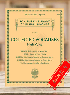 练声曲合集 高音声部 希尔默原版乐谱书 various Collected Vocalises for High Voice HL50600767