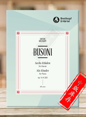 布索尼 钢琴练习曲 六首 Op16 K203 德国大熊原版乐谱书 Busoni Studies for Piano EB5079