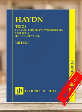 海顿 伦敦三重奏 HobIV1至4 双长笛和大提琴 研习小总谱 非演奏用谱 亨乐原版乐谱书 Haydn London Trios Study Score HN9454