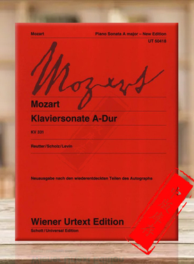 莫扎特钢琴奏鸣曲 A大调KV331维也纳UE原版乐谱书 Mozart Sonata in A Major for piano UT50418