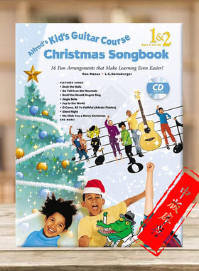 阿尔弗雷德 孩子的吉他课程1和2 圣诞歌曲 附CD Alfred原版进口乐谱书 Kids Guitar Course Christmas Songbook 1and 2 00-42696