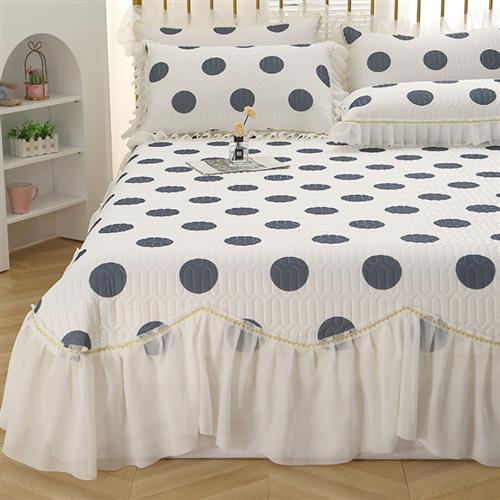 公主风乳胶凉席床裙款夏季可水洗冰丝席三件套花边床单床盖软席