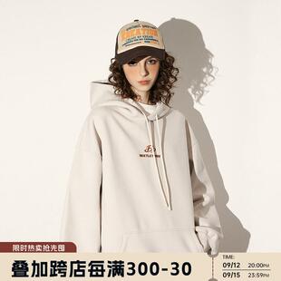 BEETLE TOWN重磅慵懒风刺绣连帽卫衣女秋季oversize情侣休闲上衣