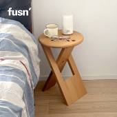 fusn复现·TS320折叠凳中古复刻实木卧室床头柜复古圆凳边角几