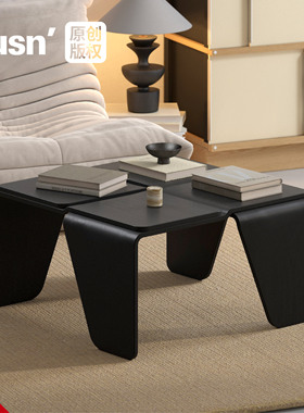 fusn复现·ZCT700茶几方形黑色茶几中古风北欧小户型现代简约客厅