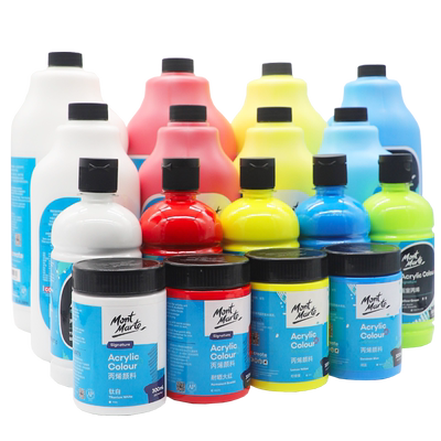 蒙玛特丙烯颜料500ml大桶装300ML墙绘专用防水不掉色大容量2L彩绘肌理画1L丙稀白色炳烯大罐批发颜料丙烯大瓶