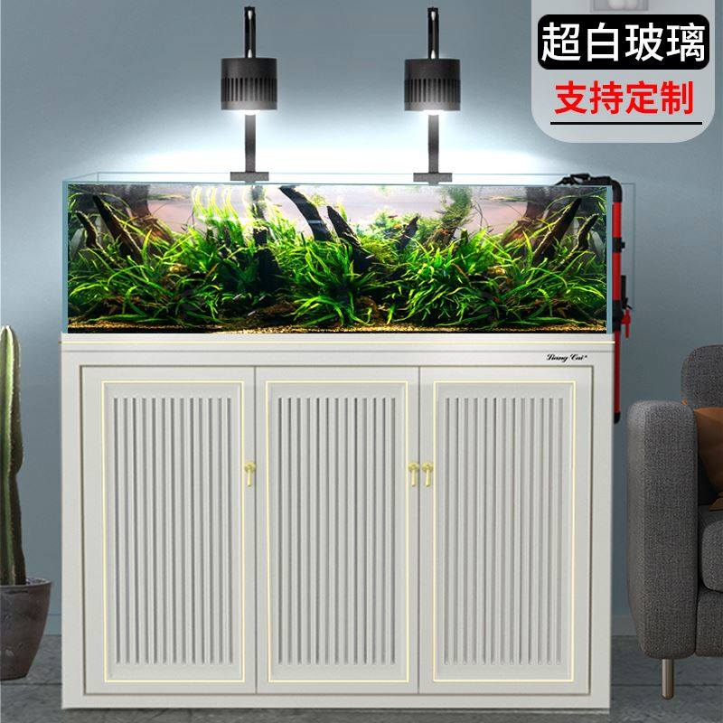 水草缸水族箱底滤客厅超白玻璃兰寿溪流缸背包侧溢流生态鱼缸定制