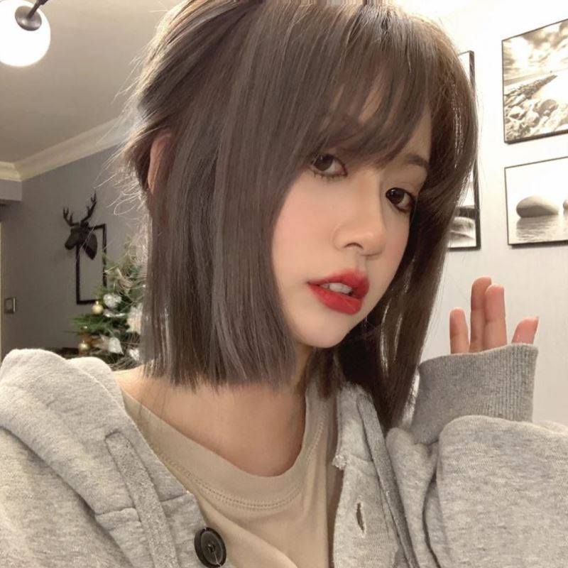 假发女短发自然圆脸蓬松韩式发型日系短发学生锁骨长直发全头套