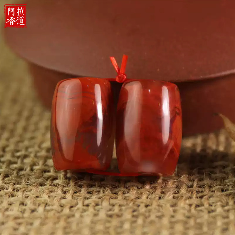 香道自然南红玛瑙石念珠桶珠隔珠手串配饰川料火焰红勒子配珠散珠