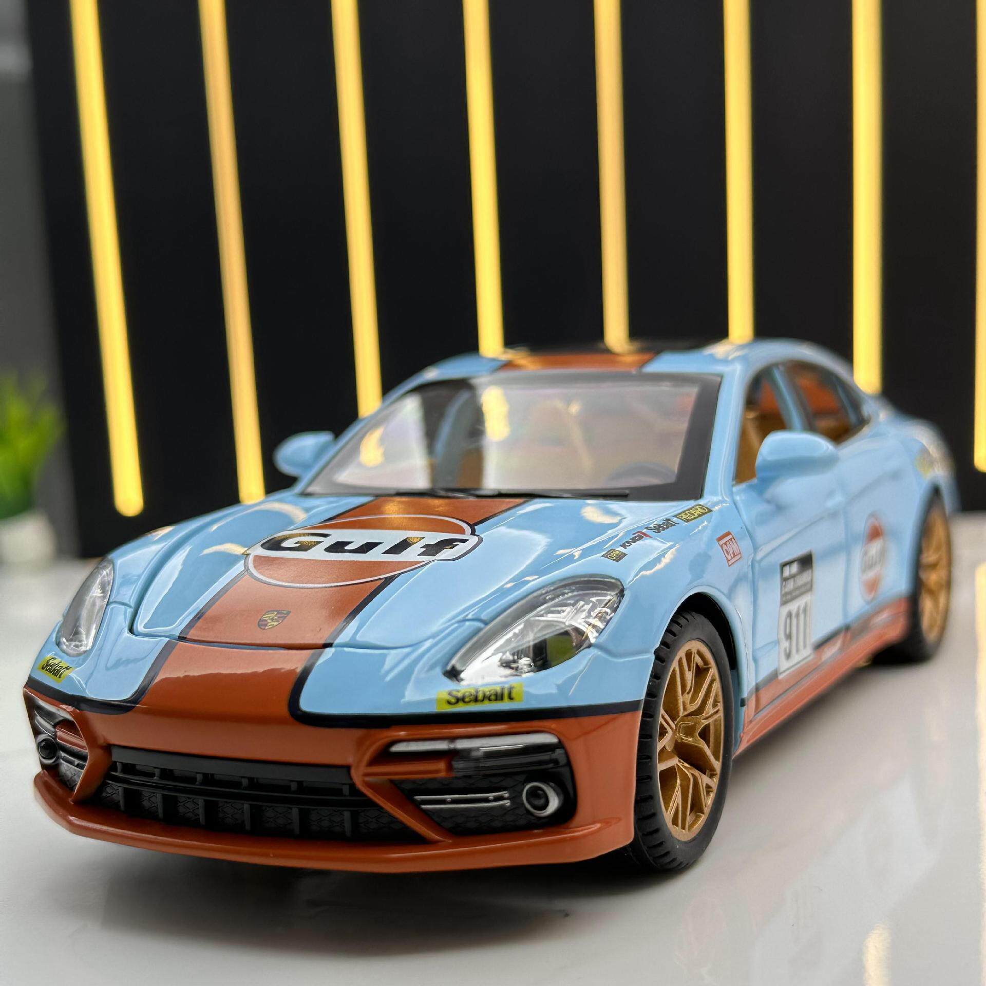 【DZ696】威丽合金车模1:24帕拉梅拉赛道拉花声光回力玩具汽车音