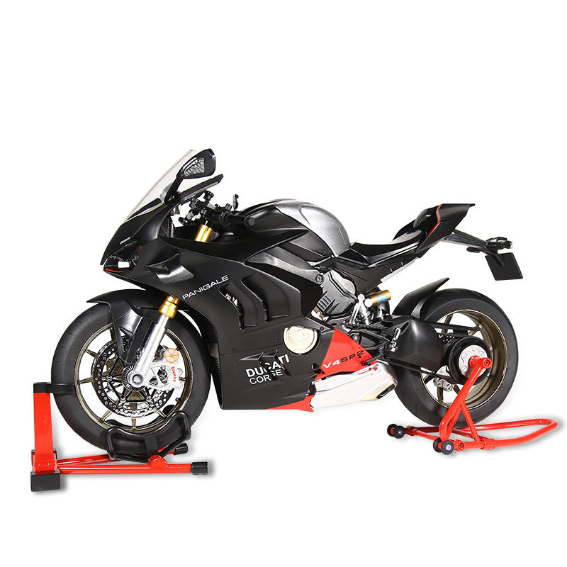 【DZ696】华一合金车模1:6杜咔迪V4S喷雾摩托车声光玩具车音效模
