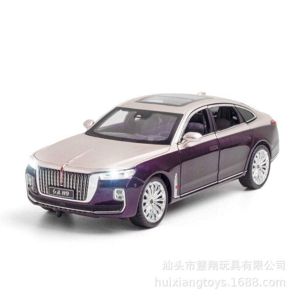 【HX323】H9仿真合金汽车模型声光回力四轮避震儿童玩具汽车摆件