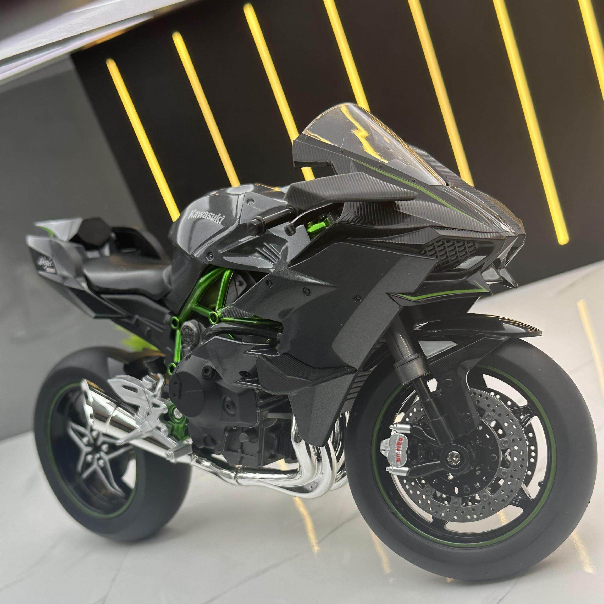 【DZ696】华一合金车模1:9川崎忍者H2R摩托车男孩玩具车带声光模