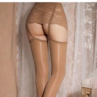 吊带丝袜性感女过膝蕾丝一体式包臀裙长筒油光红黑色丝袜开档大码