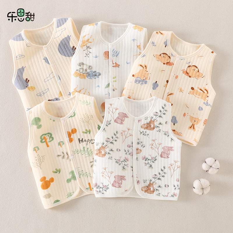 春秋冬夹棉保暖婴儿马甲无骨缝制