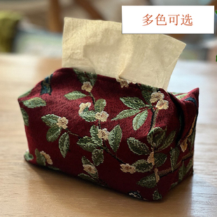 欧式 复古风喜鹊纸巾套纸巾袋布艺抽纸盒客厅提花抽家用桌面车用