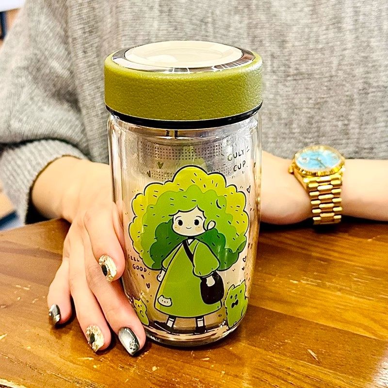 2025新款玻璃水杯女高颜值可爱泡茶杯男士小容量茶水分离随手杯子,餐饮具,玻璃杯,淘宝优惠券,粉丝福利购,淘宝优惠卷