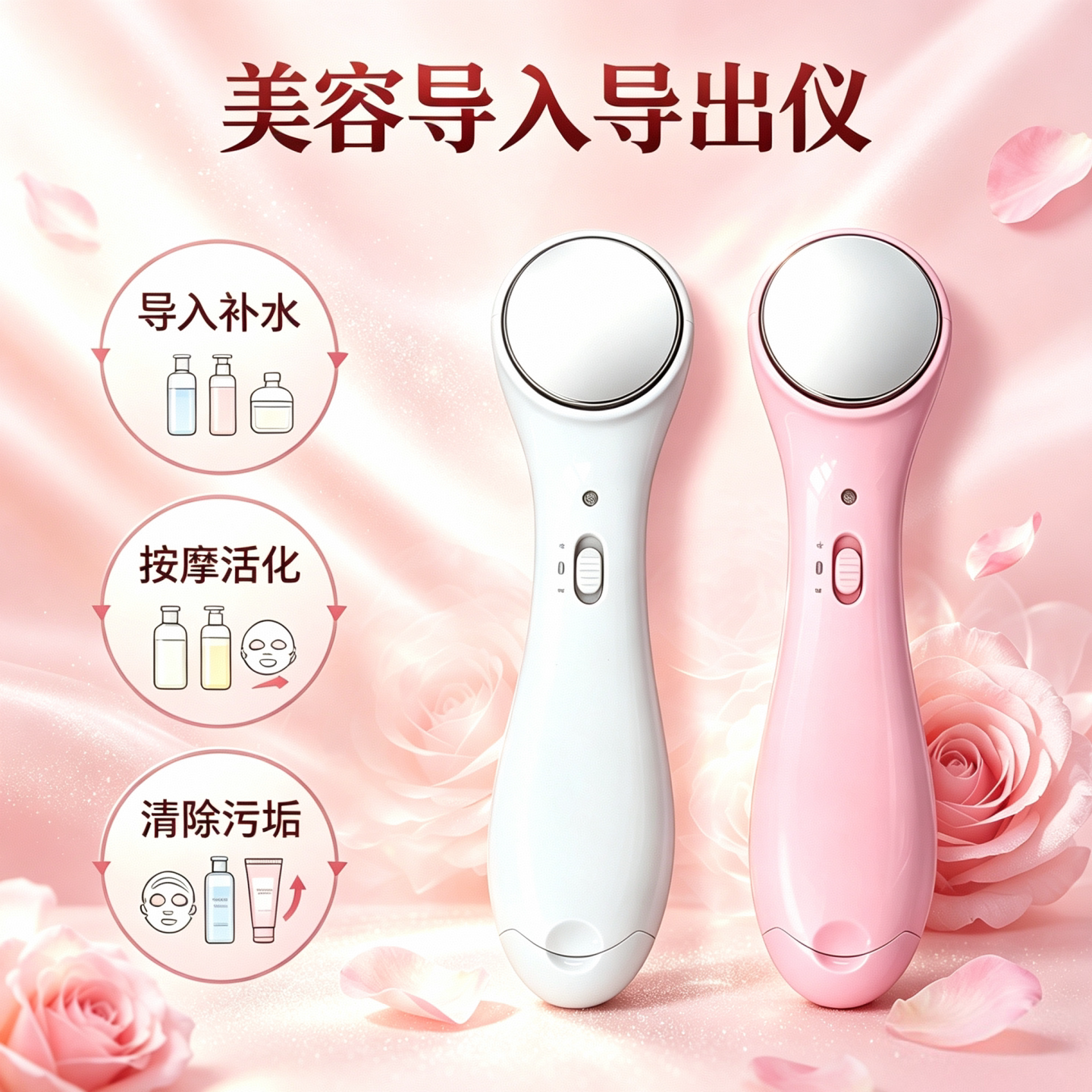 脸部美容仪离子导入精华面部清洁导出毛孔垃圾家用面膜仪女生按摩
