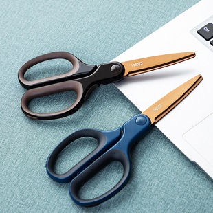 得力剪刀办公用不锈钢塑料圆头家用中号高颜值6053商用手工剪纸刀