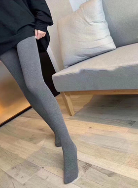 灰色连裤袜女秋冬加绒加厚保暖小羊绒外穿打底袜微压显瘦连裤袜