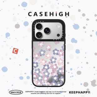 16promax手机壳iphone17pro镜面MagSafe磁吸15 小清花卉花朵飘落粉蓝适用苹果17 14p韩13pro可爱17Air C家