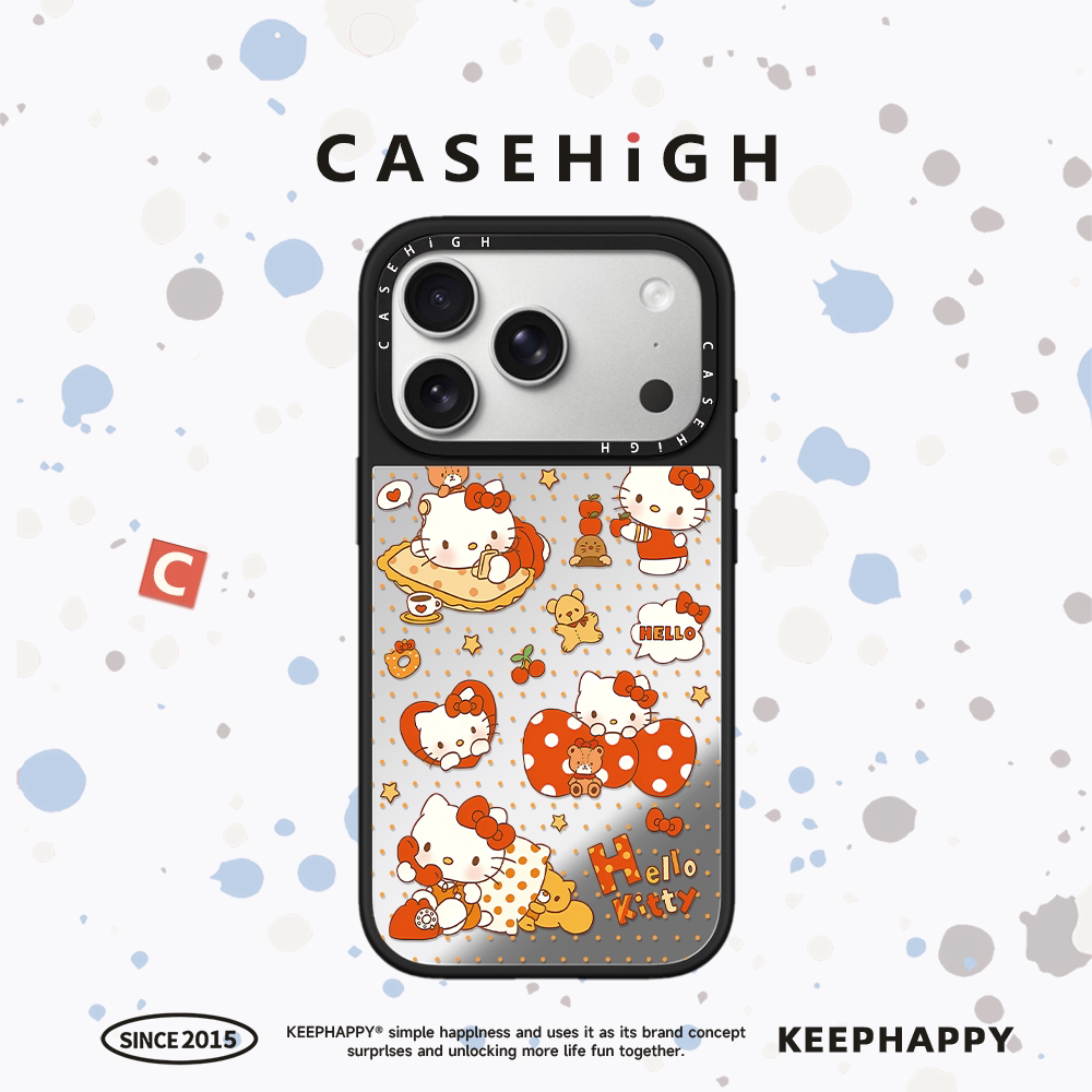 【C家】橙波点发财麻将凯蒂猫适用苹果17/16promax手机壳iphone17pro镜面MagSafe磁吸15/14p