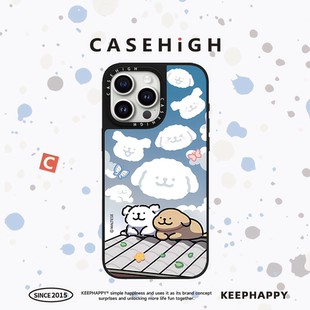 C家 联名线条小狗第二弹适用苹果16promax手机壳iphone15pro镜面MagSafe磁吸14plus韩13pro卡通12可爱