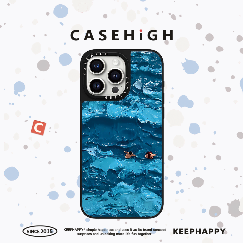 【C家】联名油画海浪沙滩游泳夕阳适用苹果16promax手机壳iphone15pro镜面MagSafe磁吸14p韩13pro卡通12可爱