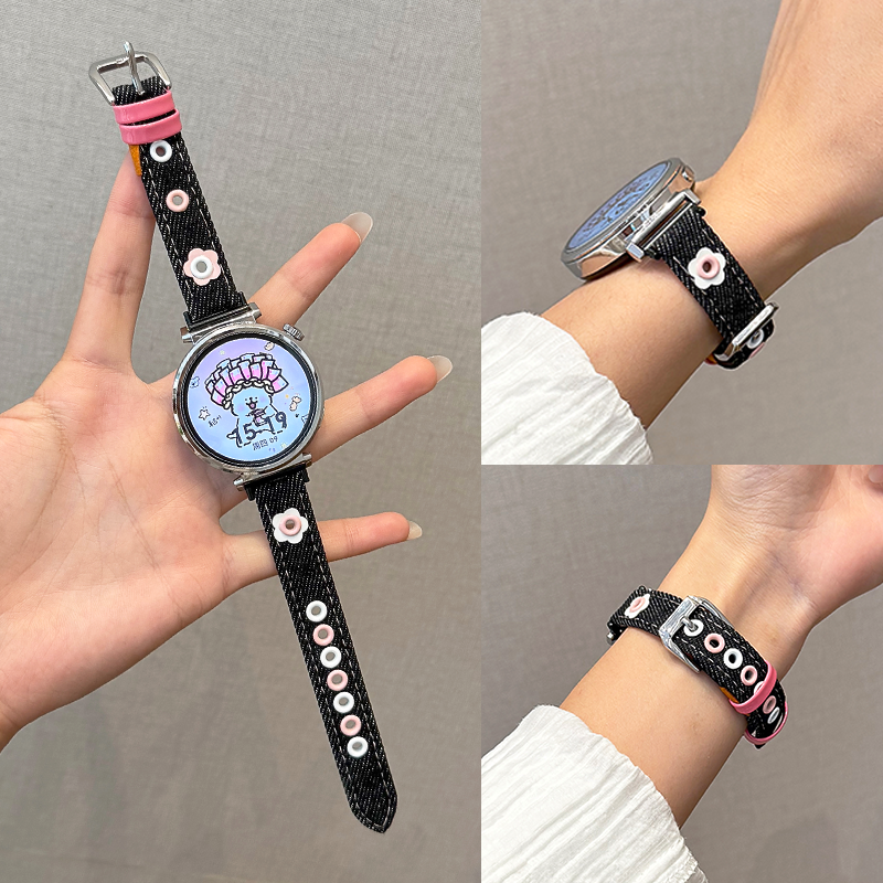 适用于华为gt5手表gt6新款watchgt3表带帆布牛仔watchfit4pro秋冬
