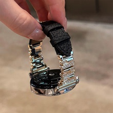 适用华为GT5表带Gt6手表不规则镶钻拼皮质watch3Fit4Pro高级感