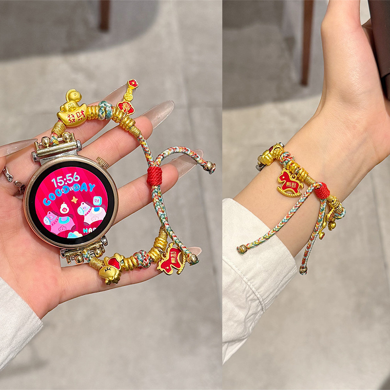 马年限定适用华为新年红编织表带