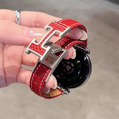 H扣荔枝纹真皮gt5手表带