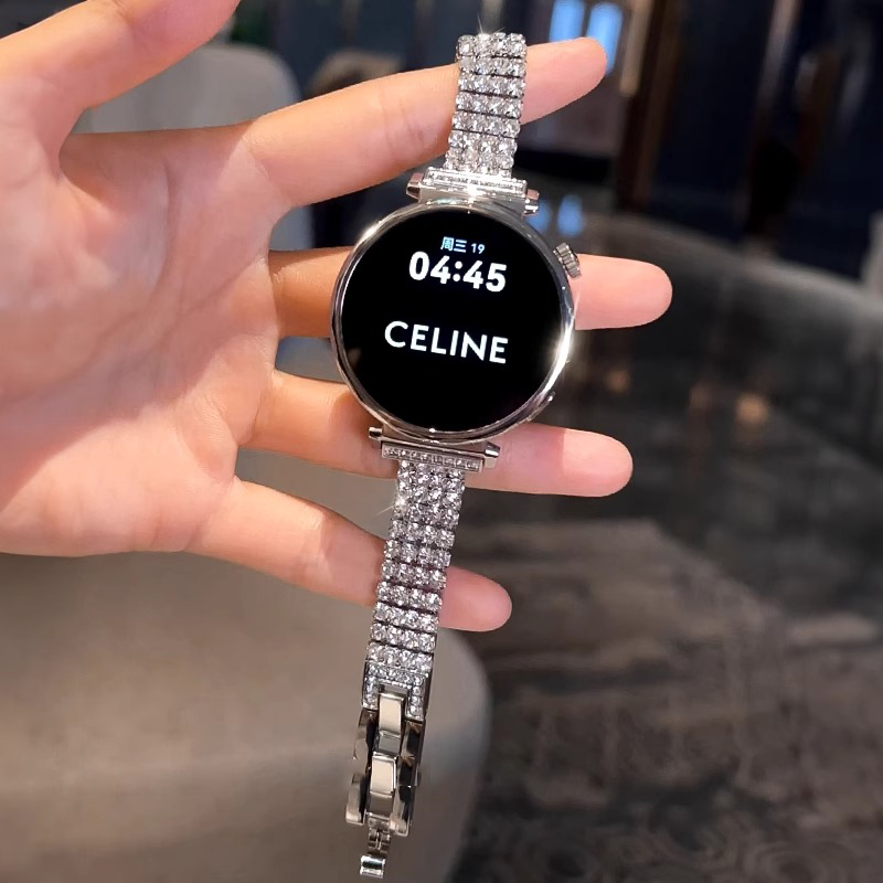 适用华为小香风四排镶钻金属手表表带watch34proGT4FIT3GT5女