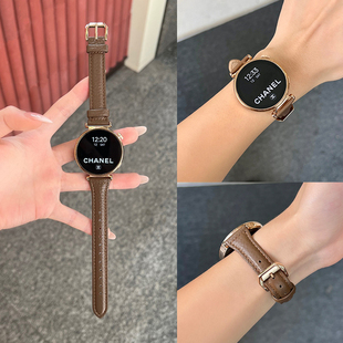 适用华为gt5表带新款 真皮荔枝纹秋冬GT4GT2watch34profit3男女款