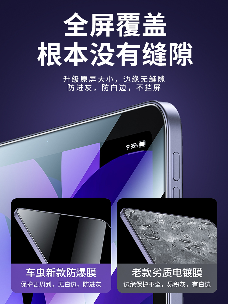 2022ipad苹果平板钢化膜ari3全屏全包11pro9.7英寸蓝光护眼第7代绿光高清10.2平板air4/5防爆无色护眼保护膜