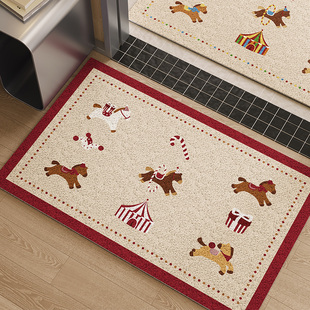 小木驹马年2026新款丝圈地垫进门家用玄关脚垫红色地垫可裁剪垫子