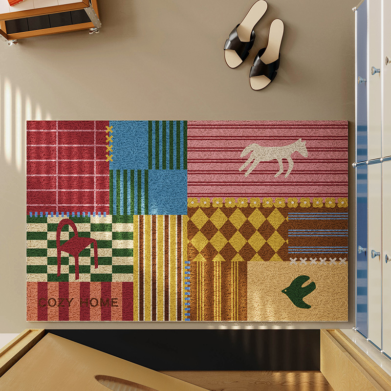 格调拼接丝圈玄关进门门内门外可裁剪除尘防滑地垫可定制地毯耐脏
