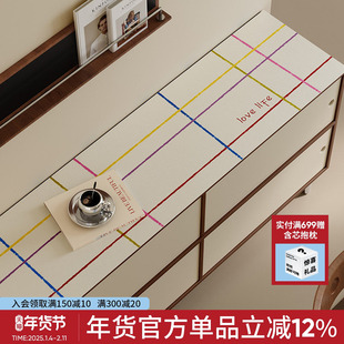 糖果便签中古风格子玄关进门柜垫长条皮革易打理台面餐桌垫可定制