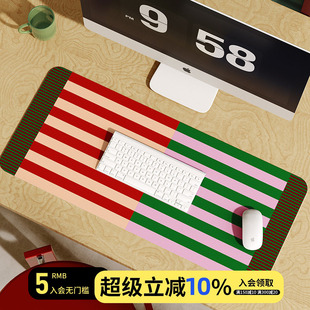 加纳印象中古简约轻奢风书房学生写字台大鼠标垫可定制皮革台面垫