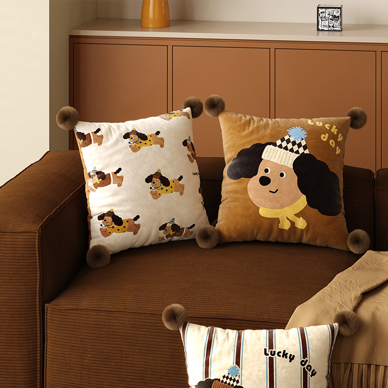 美式复古可爱卡通沙发抱枕枕芯枕套车载办公室可拆洗新款卧室靠枕